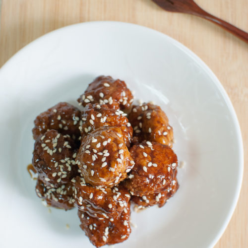 Tofu-Pork Meatballs with Sticky Sauce