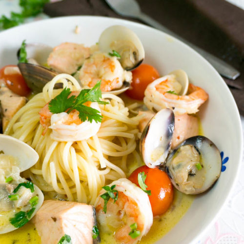 Spaghetti with Seafood Velouté (Gordon Ramsay)